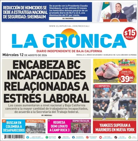 Portada de La Cronica del 2026-08-12
