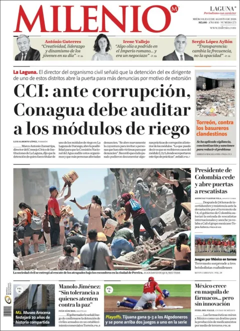 Portada de Milenio Laguna del 2026-08-12