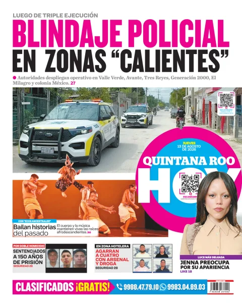 Portada de Quintana Roo Hoy (contraportada) del 2026-08-13