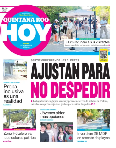 Portada de Quintana Roo Hoy (portada) del 2026-08-13