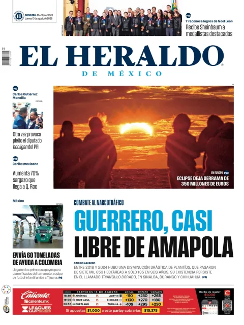 Portada de El Heraldo de Mexico del 2026-08-13