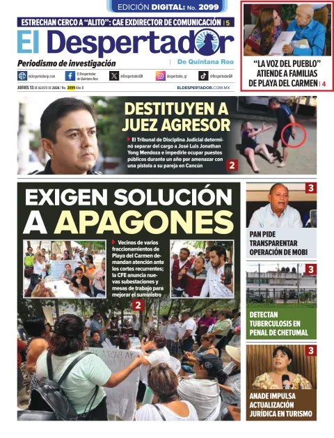 Portada de El Despertador de Quintana Roo del 2026-08-13