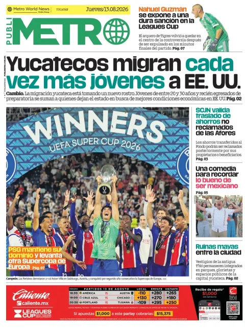 Portada de Publimetro Merida del 2026-08-13