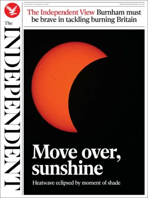 Portada de The Independent del 2026-08-13
