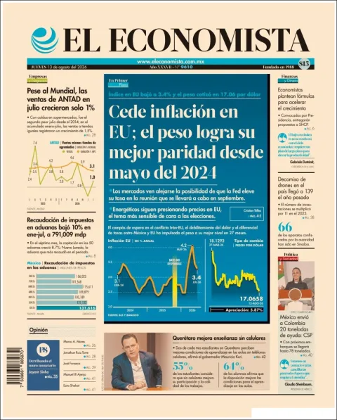 Portada de El Economista del 2026-08-13