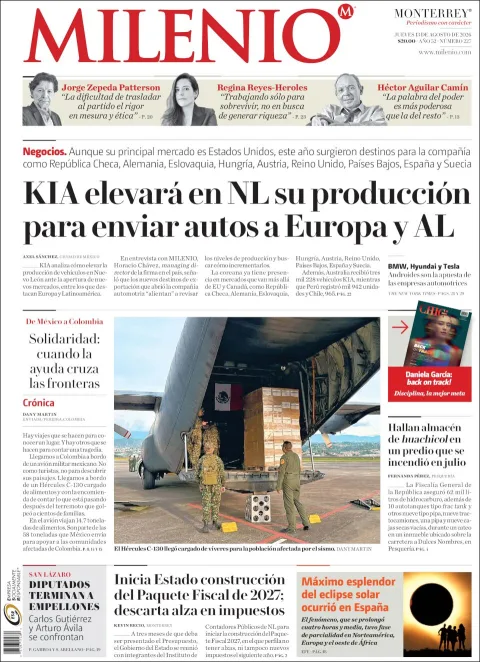 Portada de Milenio del 2026-08-13