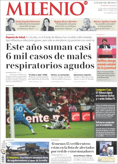 Portada de Milenio Edo de Mexico del 2026-08-13