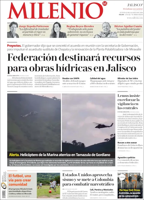 Portada de Milenio Jalisco del 2026-08-13