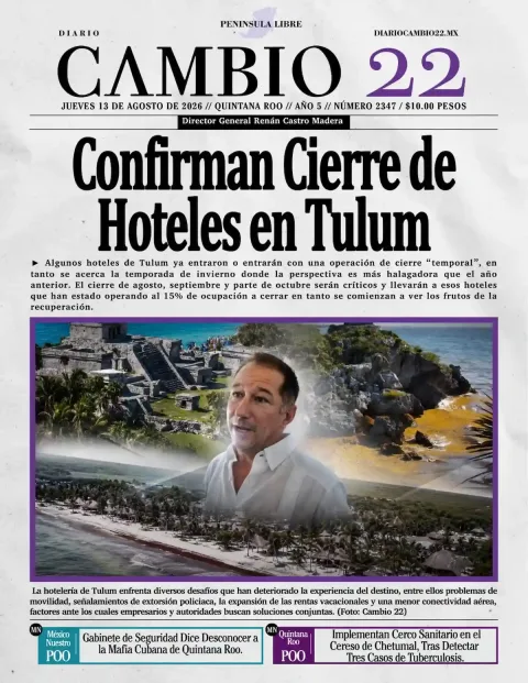 Portada de Diario Cambio 22 (contraportada) del 2026-08-13