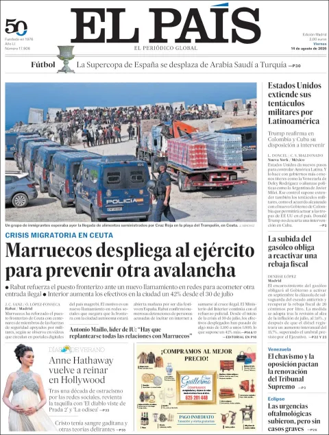 Portada de El Pais del 2026-08-14