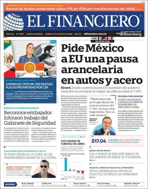 Portada de El Financiero del 2026-08-14