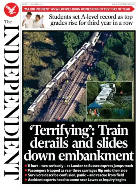 Portada de The Independent del 2026-08-14