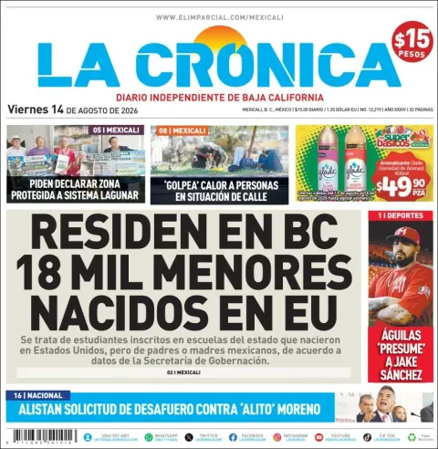 Portada de La Cronica del 2026-08-14