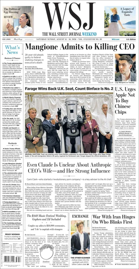 Portada de The Wall Street Journal
