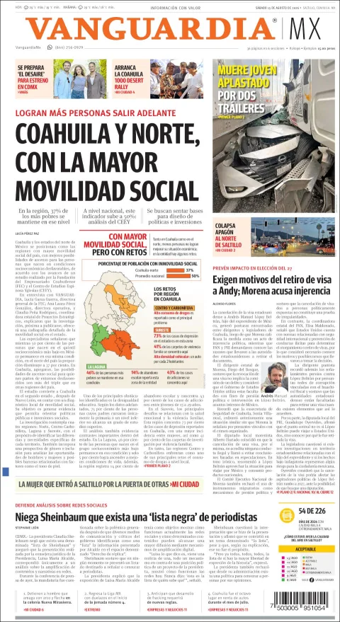 Portada de Vanguardia del 2026-08-15
