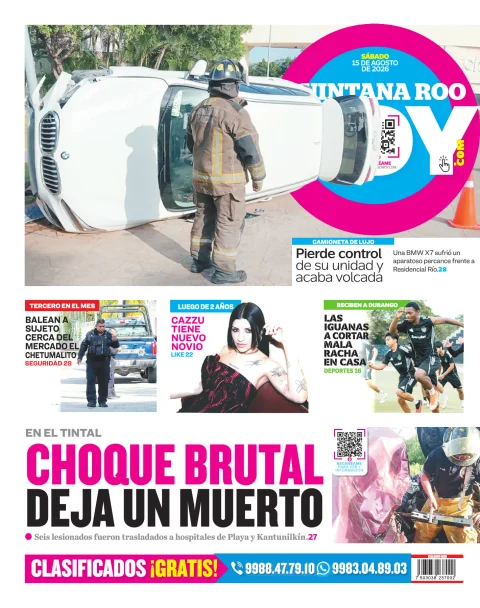 Portada de Quintana Roo Hoy (contraportada)