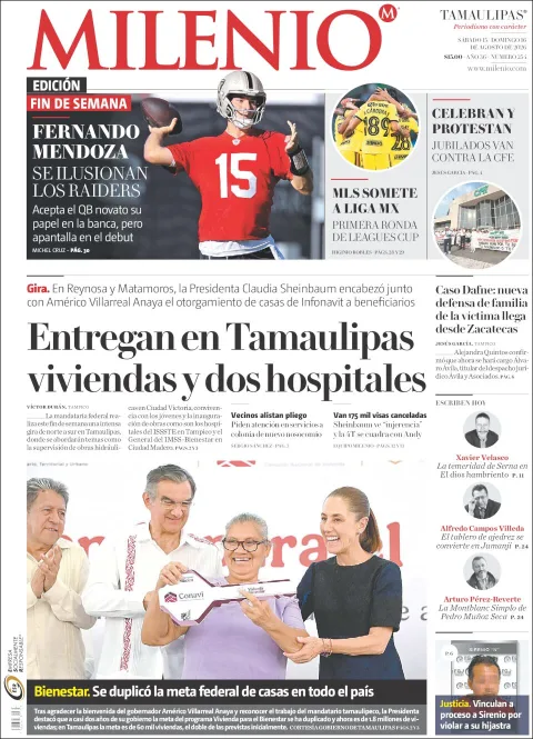 Portada de Milenio Tamaulipas del 2026-08-15