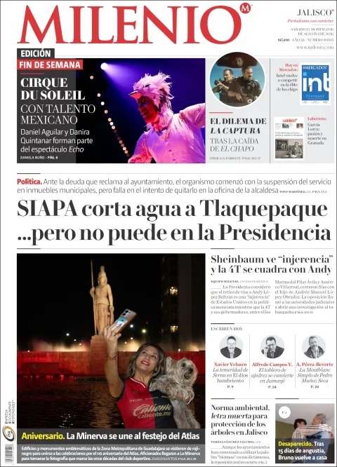 Portada de Milenio Jalisco del 2026-08-15