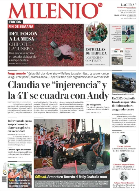 Portada de Milenio Laguna del 2026-08-15