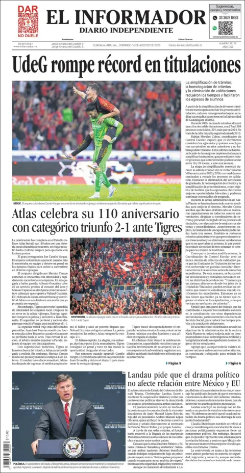 Portada de El Informador