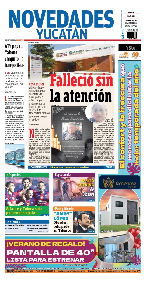 Portada de Novedades Yucatan