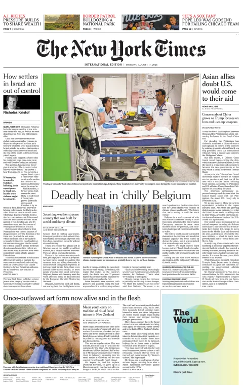 Portada de The New York Times (international)