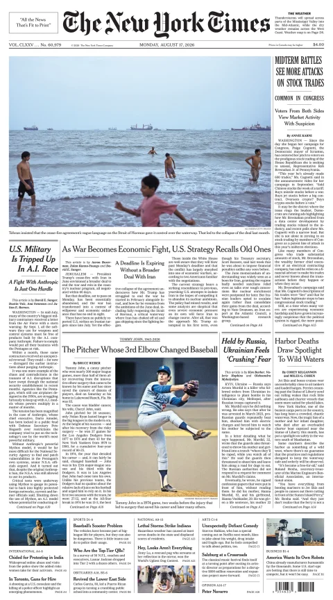 Portada de The New York Times (national) del 2026-08-17