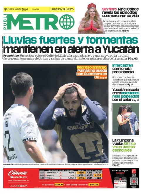 Portada de Publimetro Merida del 2026-08-17