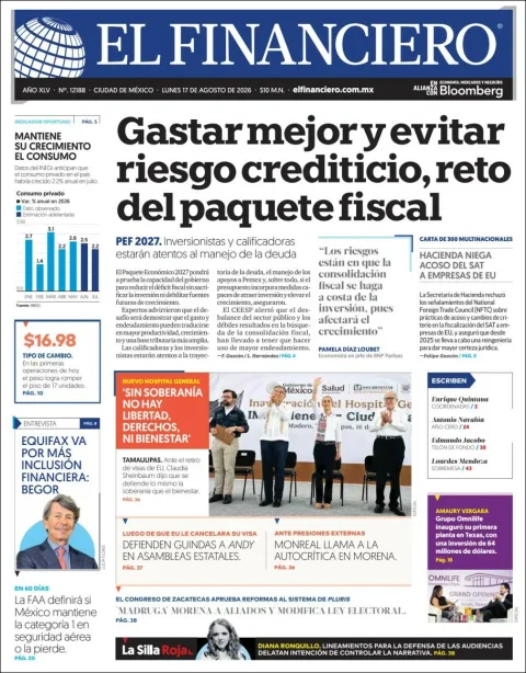 Portada de El Financiero del 2026-08-17