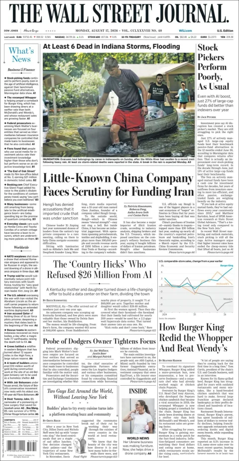Portada de The Wall Street Journal