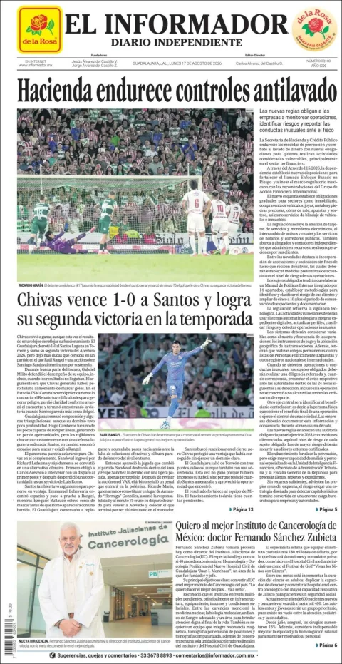 Portada de El Informador del 2026-08-17