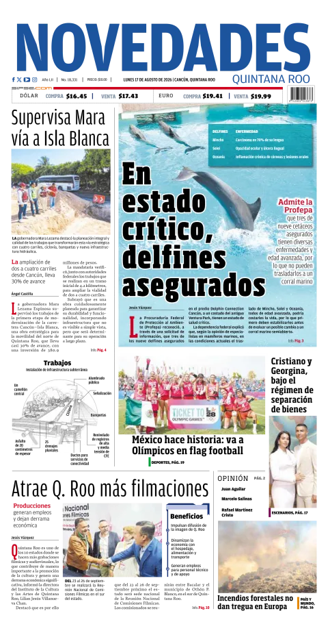Portada de Novedades Quintana Roo del 2026-08-17