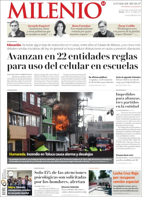 Portada de Milenio Edo de Mexico del 2026-08-17