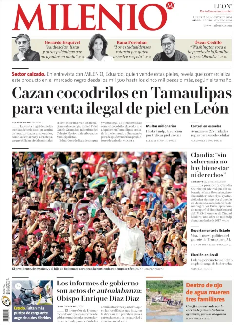 Portada de Milenio Leon del 2026-08-17