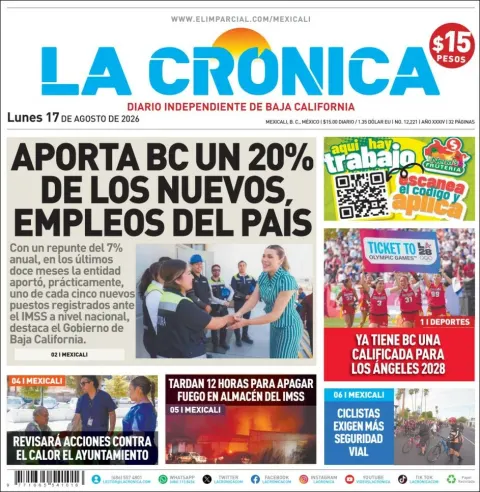Portada de La Cronica del 2026-08-17