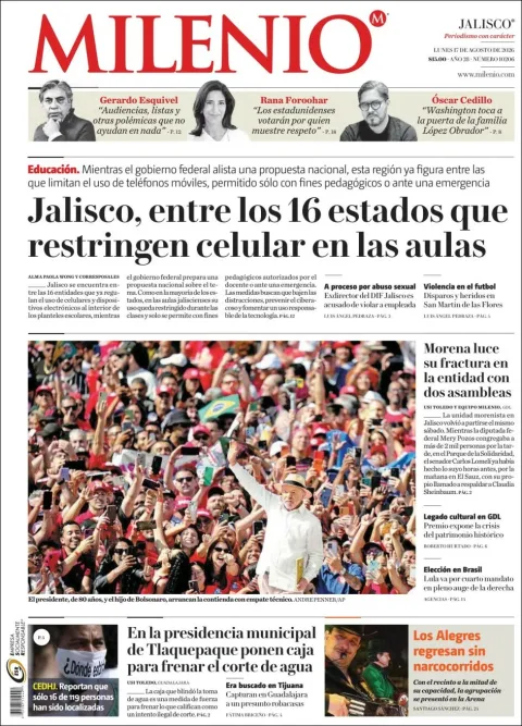 Portada de Milenio Jalisco del 2026-08-17