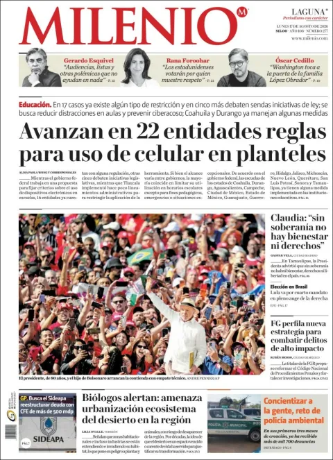 Portada de Milenio Laguna del 2026-08-17