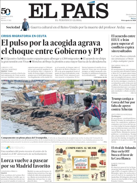 Portada de El Pais del 2026-08-18
