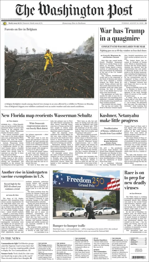 Portada de The Washington Post del 2026-08-18