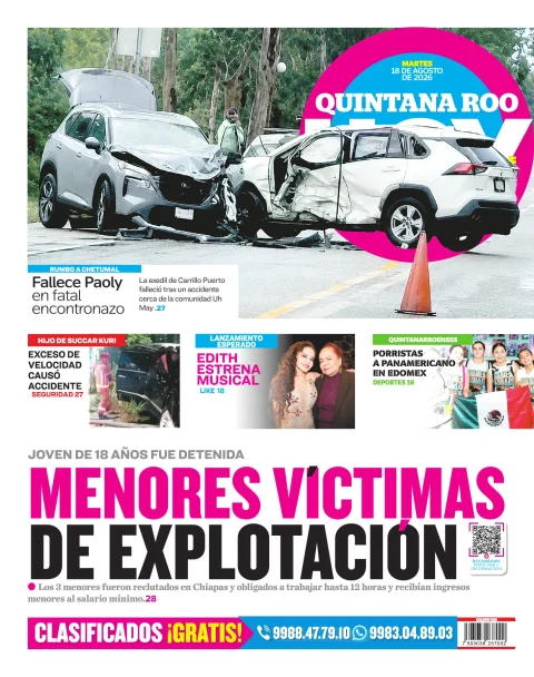 Portada de Quintana Roo Hoy (contraportada)