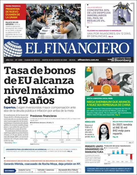 Portada de El Financiero del 2026-08-18