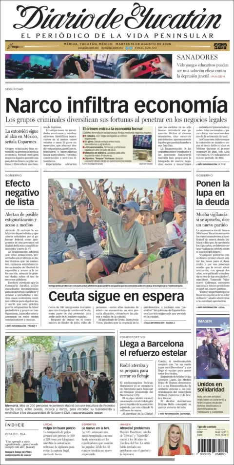 Portada de Diario de Yucatán del 2026-08-18