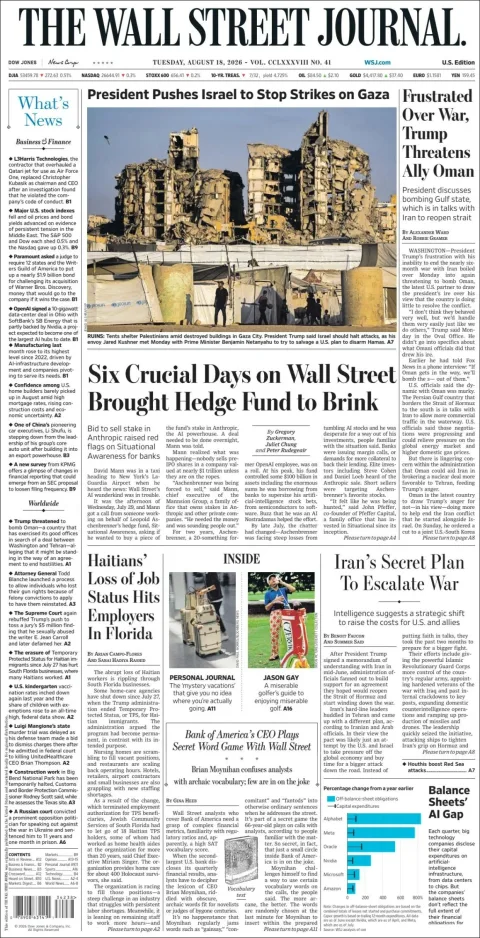 Portada de The Wall Street Journal