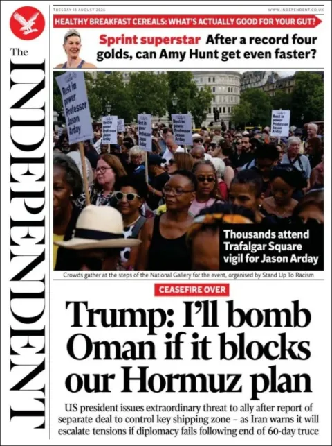 Portada de The Independent del 2026-08-18