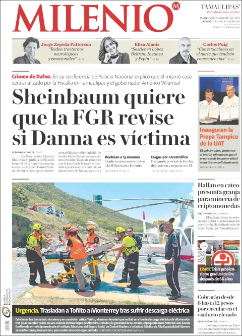 Portada de Milenio Tamaulipas del 2026-08-18
