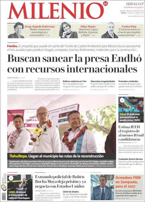 Portada de Milenio Hidalgo del 2026-08-18