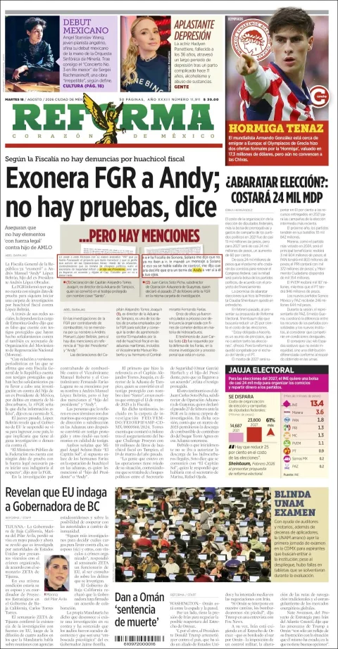 Portada de Reforma del 2026-08-18