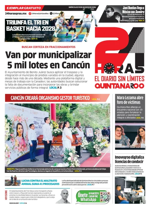 Portada de 24 Horas Quintana Roo