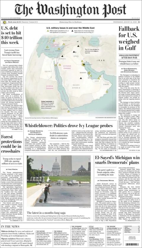 Portada de The Washington Post del 2026-08-19