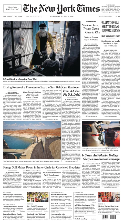 Portada de The New York Times (national)